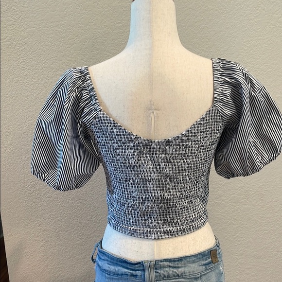 J CREW Striped Puff Sleeve Women's Top Sz Sm - Picture 2 of 5